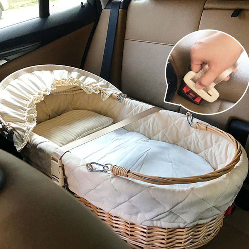 Portable Wicker Moses Basket Natural Oval Moses Basket for Baby