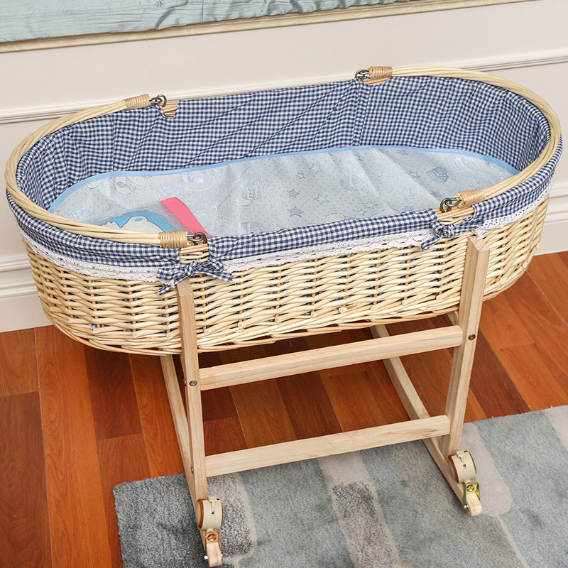 Traditional Natural Bassinet Oval Wicker Moses Basket for Newborn