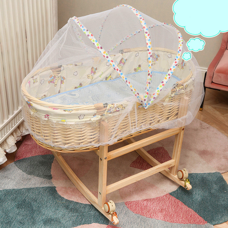 Traditional Natural Bassinet Oval Wicker Moses Basket for Newborn