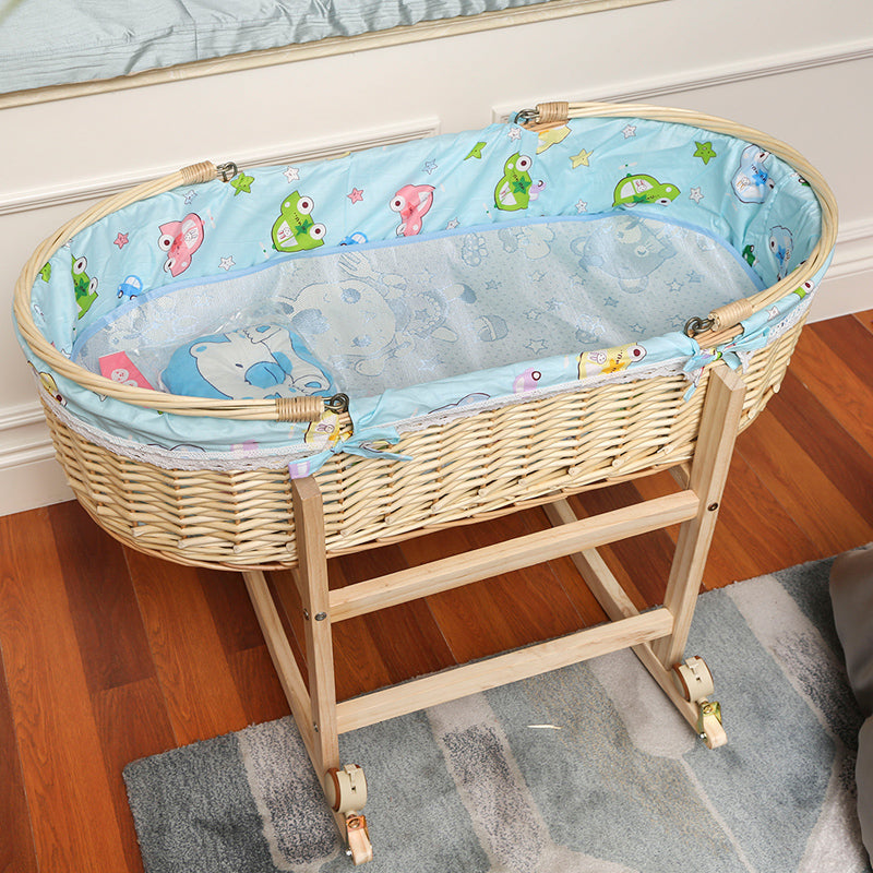 Traditional Natural Bassinet Oval Wicker Moses Basket for Newborn