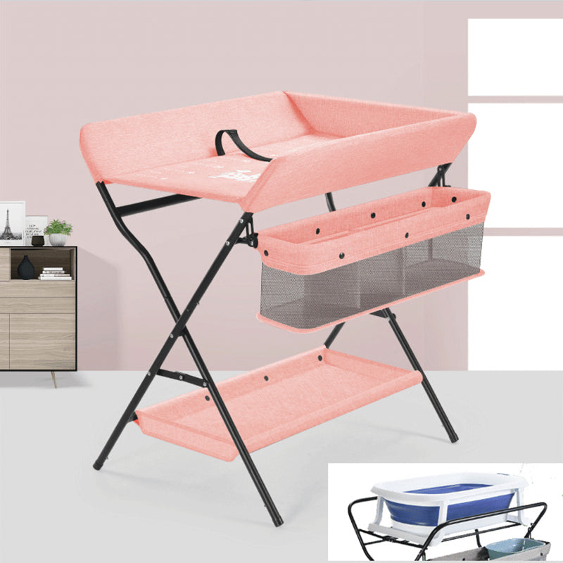 Modern Changing Table Dresser with Shelf, Metal Folding Changing Table