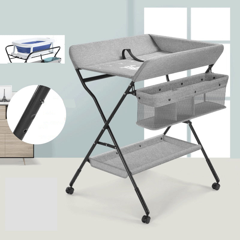 Modern Changing Table Dresser with Shelf, Metal Folding Changing Table