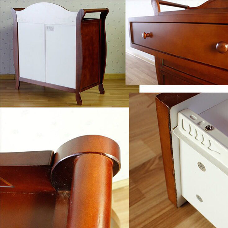 Pine Wooden Changing Table Dresser with Pad and Drawer Arch Top Changing Table