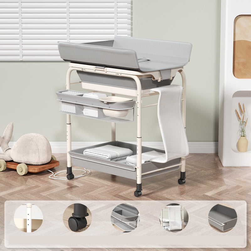 17.7" W Metal Changing Table with Shelf, Grey Changing Table