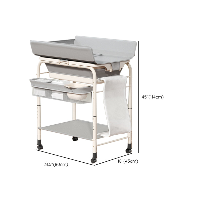 17.7" W Metal Changing Table with Shelf, Grey Changing Table