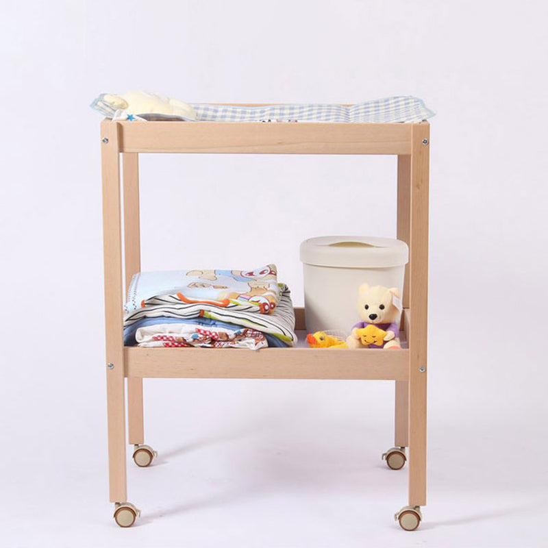 Wooden Shelf Baby Changing Table with Storage Flat Top 2-in-1 Changing Table