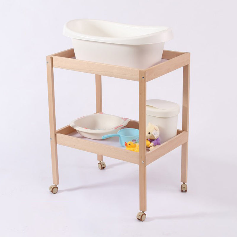 Wooden Shelf Baby Changing Table with Storage Flat Top 2-in-1 Changing Table