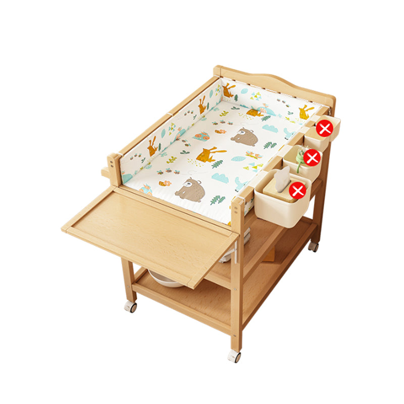 Flat Top Wooden Changing Table with Pad and Shelf Baby 2-in-1 Changing Table with Storage