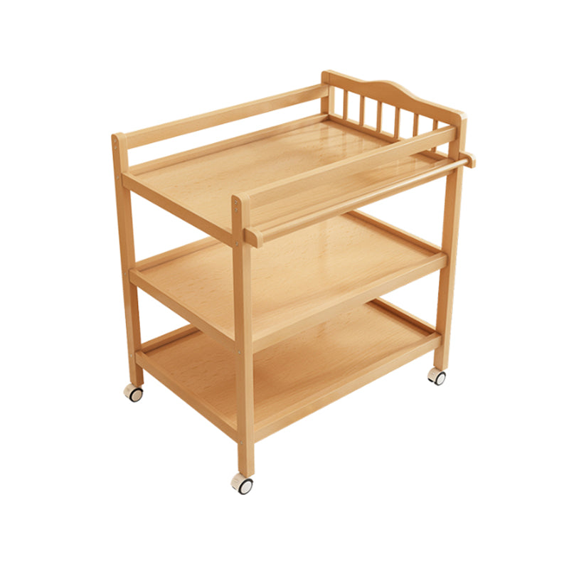 Flat Top Wooden Changing Table with Pad and Shelf Baby 2-in-1 Changing Table with Storage