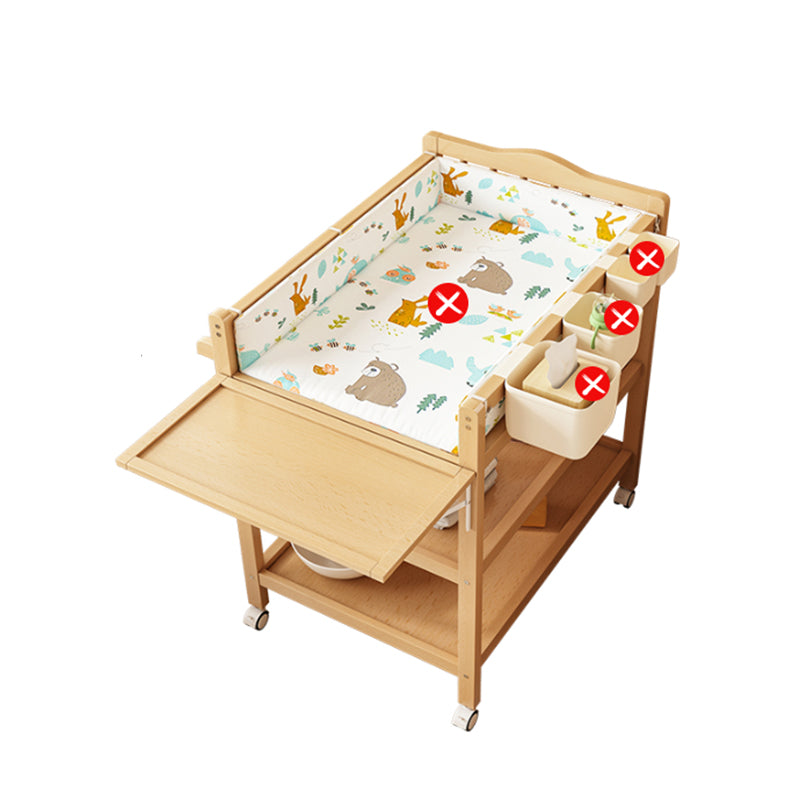 Flat Top Wooden Changing Table with Pad and Shelf Baby 2-in-1 Changing Table with Storage