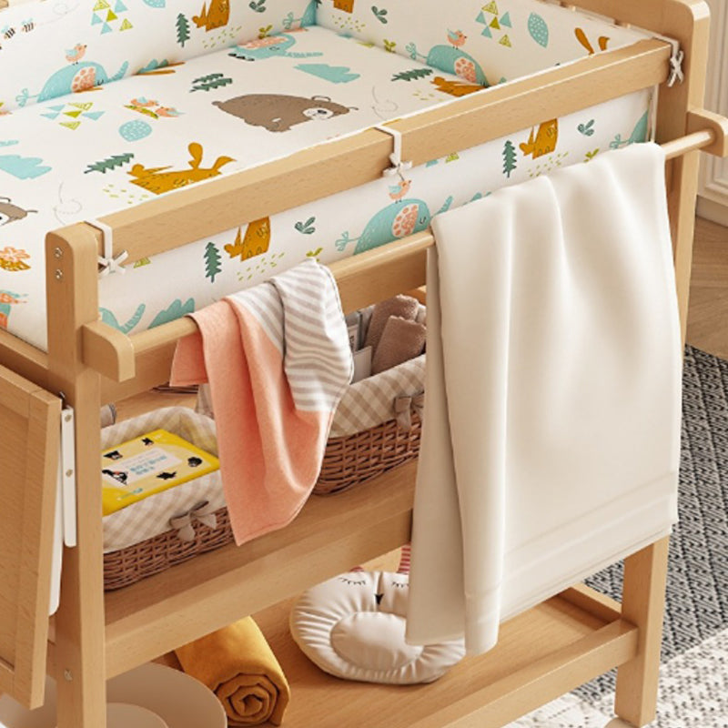 Flat Top Wooden Changing Table with Pad and Shelf Baby 2-in-1 Changing Table with Storage