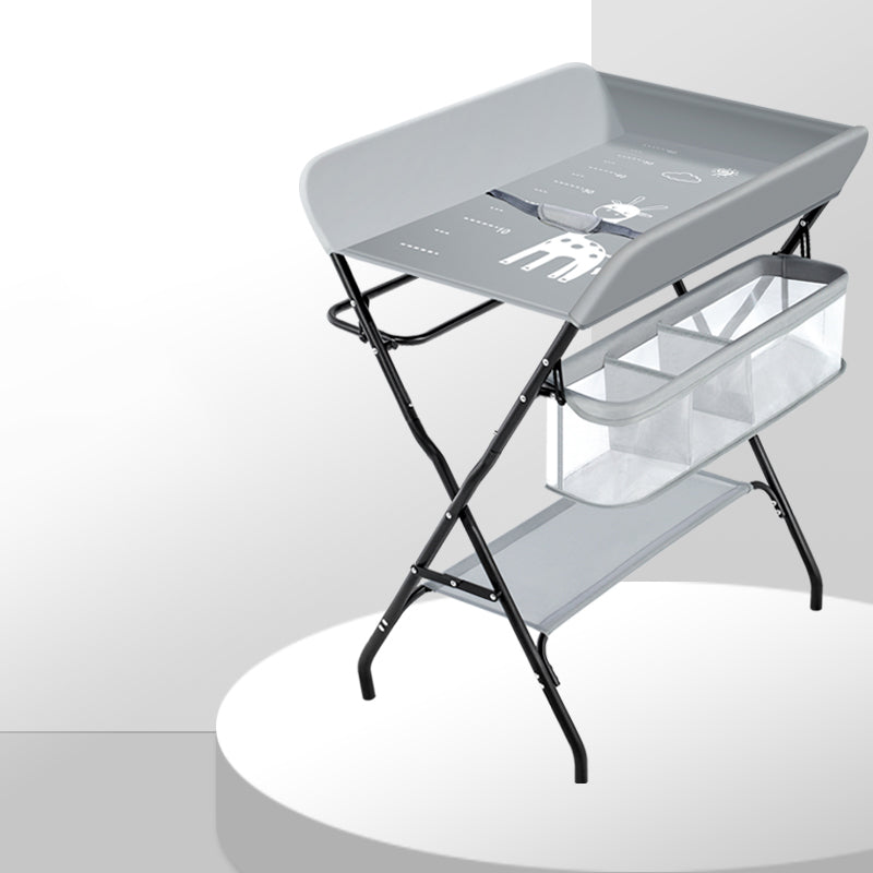 Modern Metal Baby Changing Table with Changing Pad Folding Flat Top Changing Table