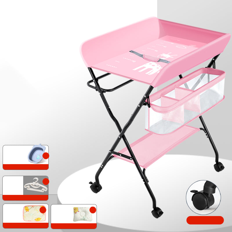 Modern Metal Baby Changing Table with Changing Pad Folding Flat Top Changing Table