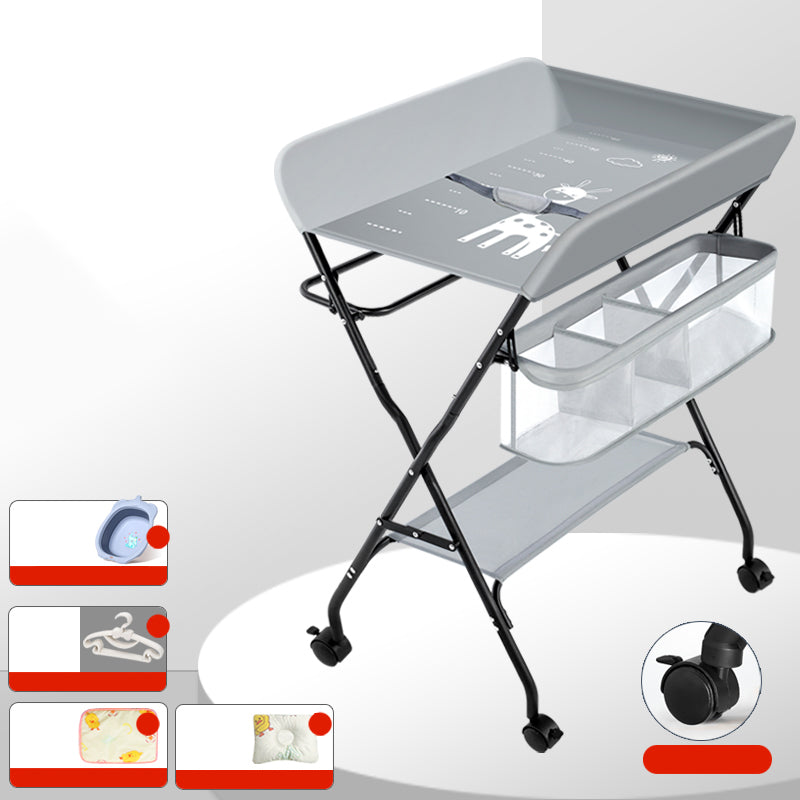 Modern Metal Baby Changing Table with Changing Pad Folding Flat Top Changing Table