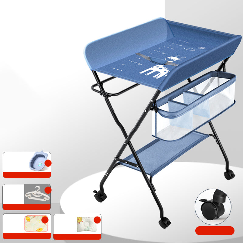 Modern Metal Baby Changing Table with Changing Pad Folding Flat Top Changing Table