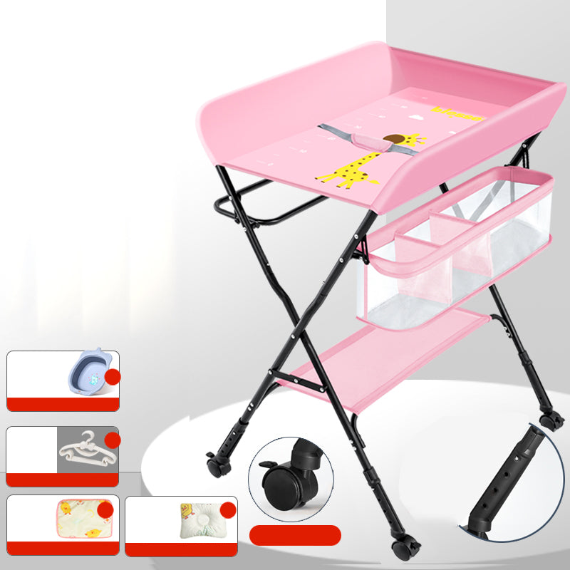 Modern Metal Baby Changing Table with Changing Pad Folding Flat Top Changing Table