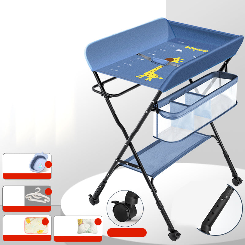 Modern Metal Baby Changing Table with Changing Pad Folding Flat Top Changing Table