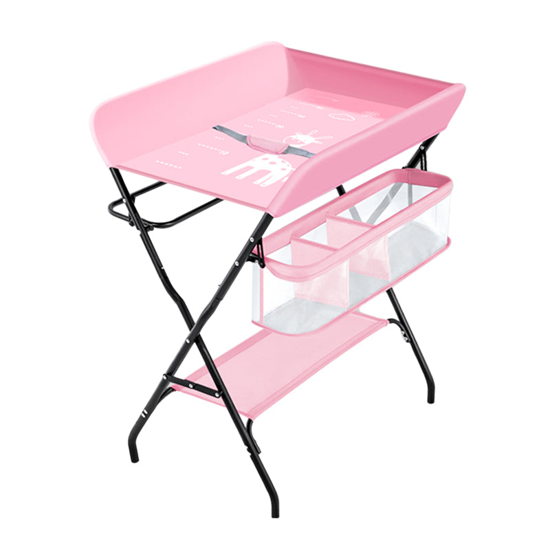 Modern Metal Baby Changing Table with Changing Pad Folding Flat Top Changing Table