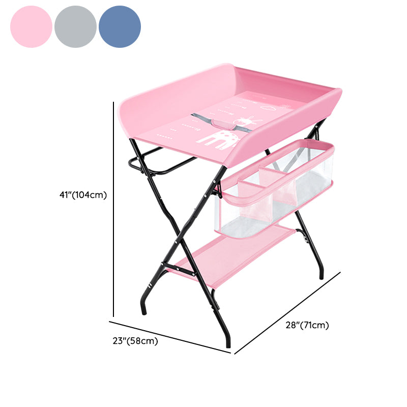 Modern Metal Baby Changing Table with Changing Pad Folding Flat Top Changing Table