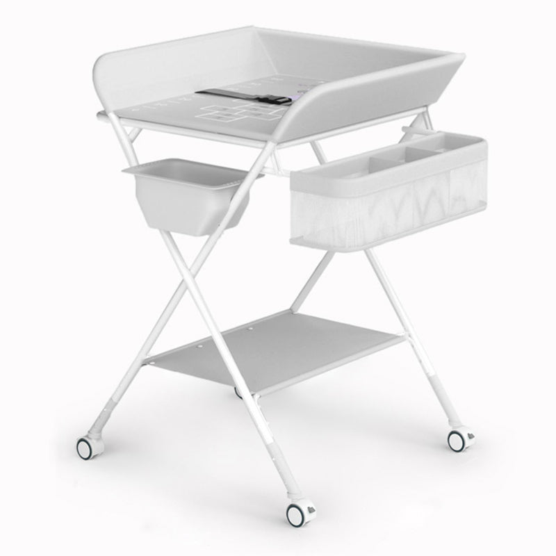 Modern Flat Top Changing Table with Pad Metal Folding Baby Changing Table