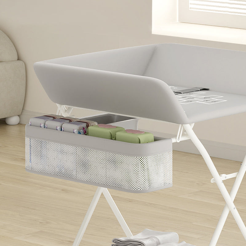 Modern Flat Top Changing Table with Pad Metal Folding Baby Changing Table