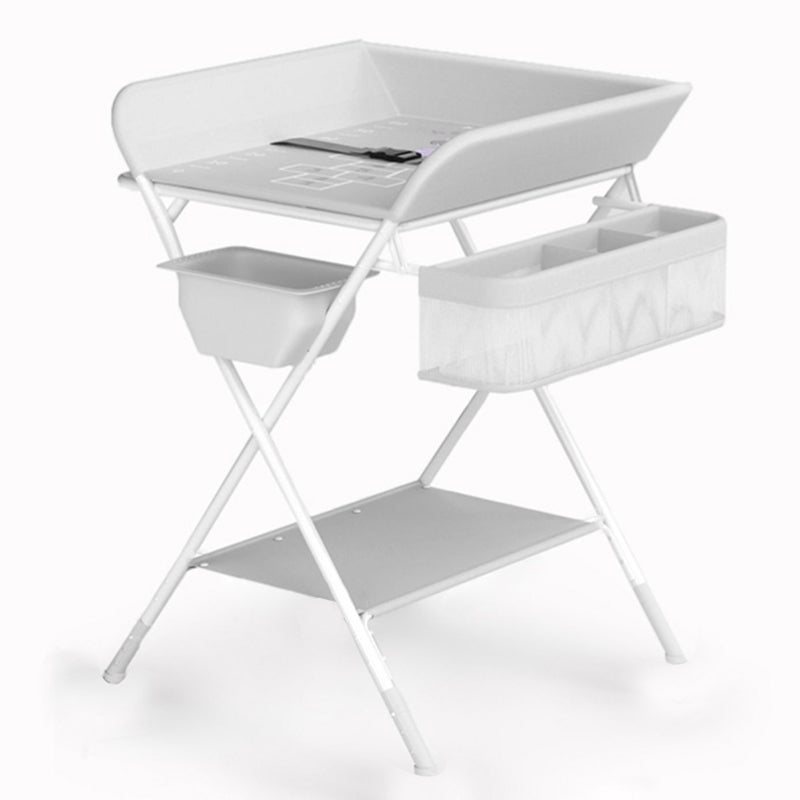 Modern Flat Top Changing Table with Pad Metal Folding Baby Changing Table