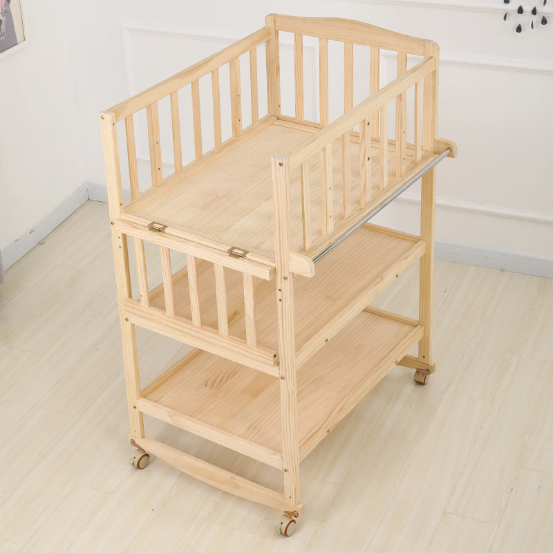 Modern Wooden Changing Table Safety Rails Changing Table with Shelf
