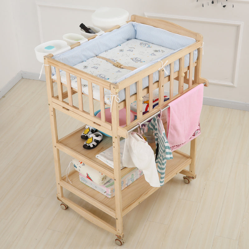 Modern Wooden Changing Table Safety Rails Changing Table with Shelf