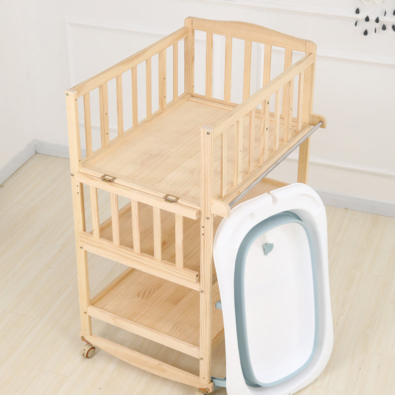 Modern Wooden Changing Table Safety Rails Changing Table with Shelf