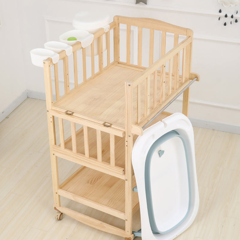 Modern Wooden Changing Table Safety Rails Changing Table with Shelf