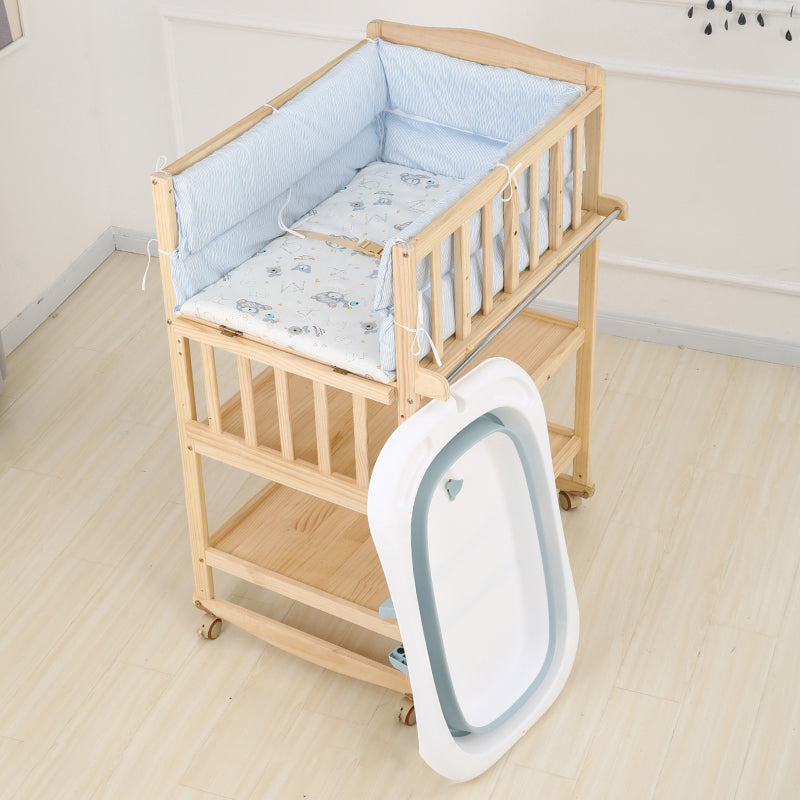 Modern Wooden Changing Table Safety Rails Changing Table with Shelf