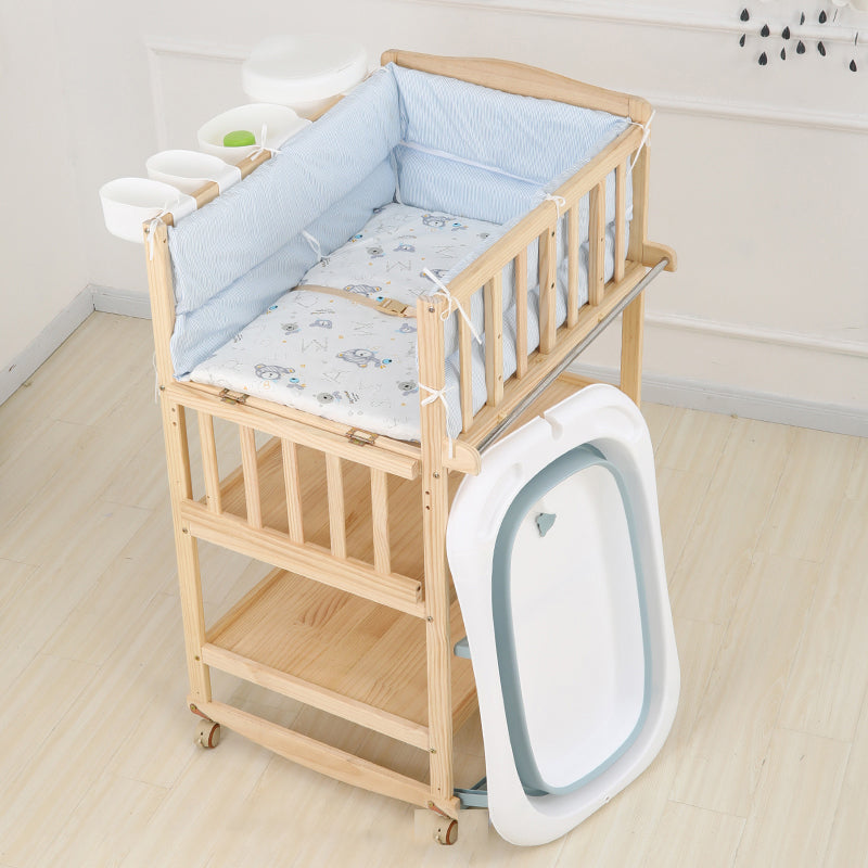 Modern Wooden Changing Table Safety Rails Changing Table with Shelf