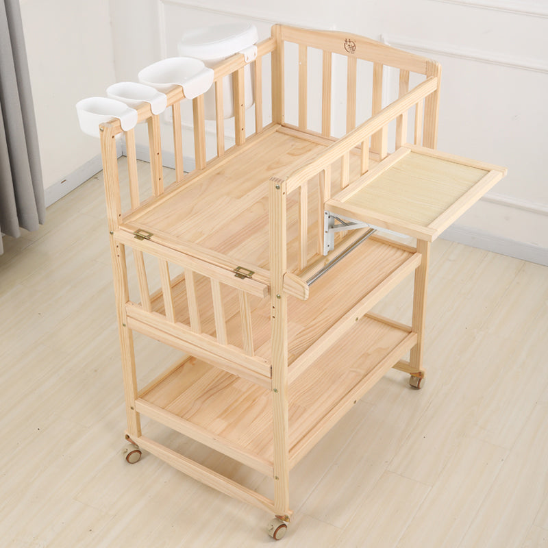 Modern Wooden Changing Table Safety Rails Changing Table with Shelf