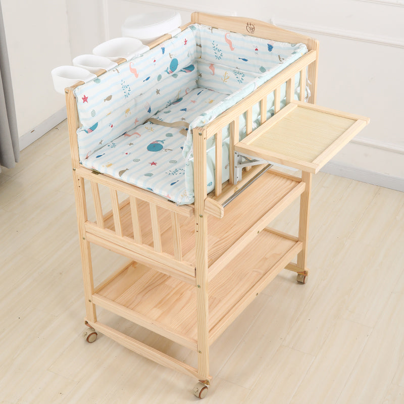 Modern Wooden Changing Table Safety Rails Changing Table with Shelf