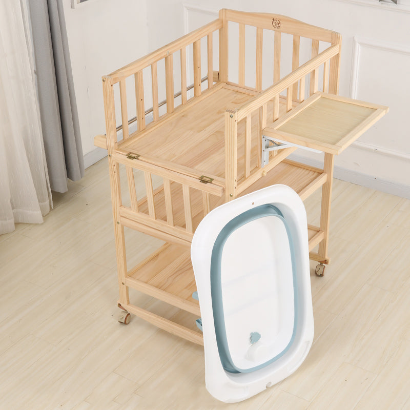 Modern Wooden Changing Table Safety Rails Changing Table with Shelf