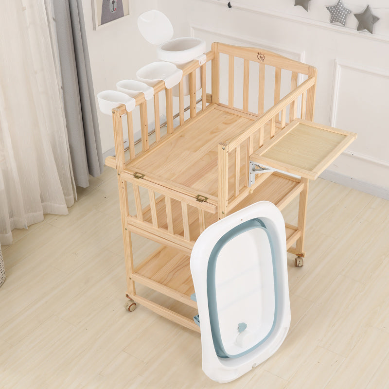 Modern Wooden Changing Table Safety Rails Changing Table with Shelf