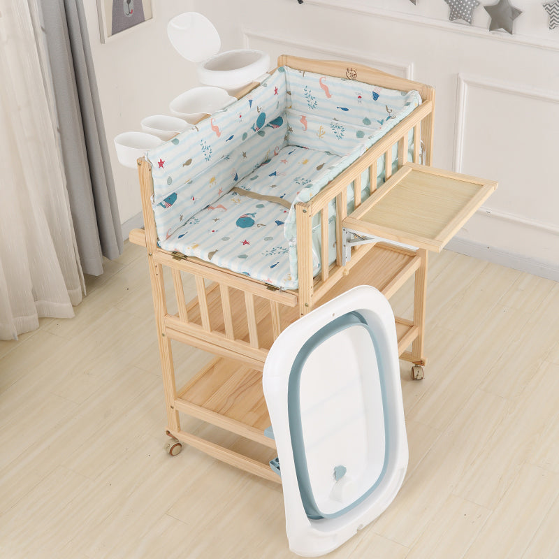 Modern Wooden Changing Table Safety Rails Changing Table with Shelf