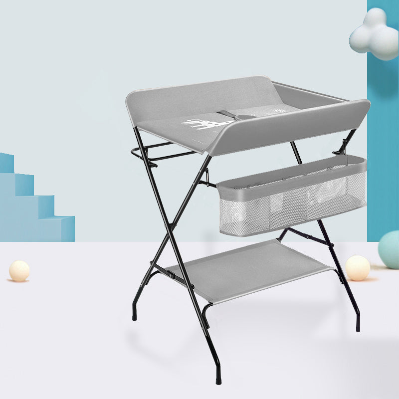 Modern 2-in-1 Changing Table with Changing Pad Metal Folding Baby Changing Table