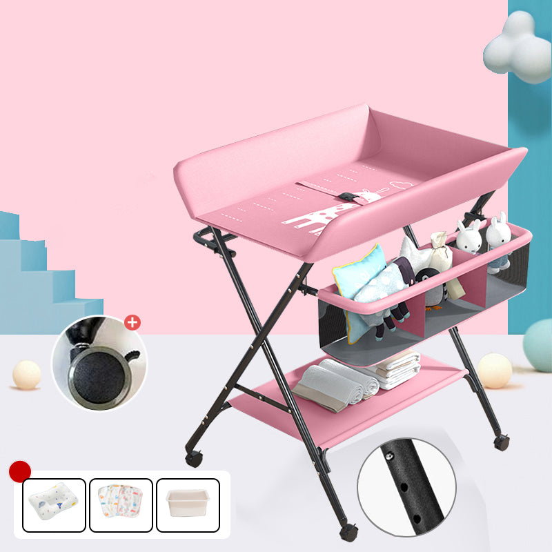 Modern 2-in-1 Changing Table with Changing Pad Metal Folding Baby Changing Table