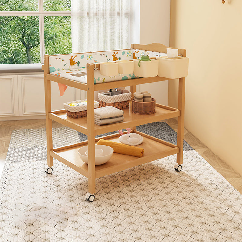 Modern Wooden Baby Changing Table Safety Rails Changing Table With Wheels