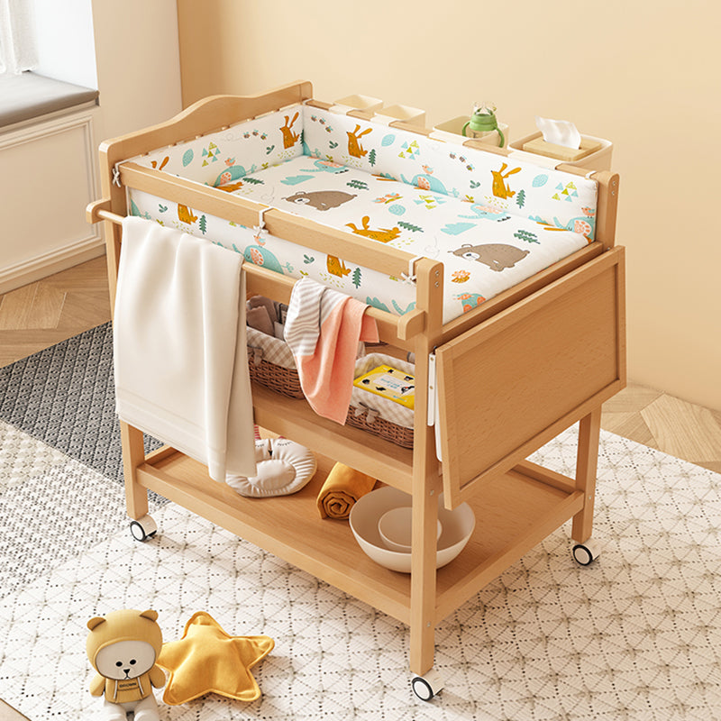 Modern Wooden Baby Changing Table Safety Rails Changing Table With Wheels