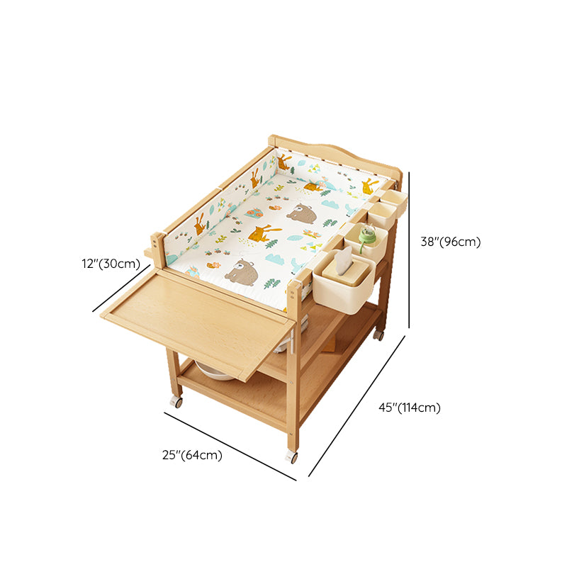 Modern Wooden Baby Changing Table Safety Rails Changing Table With Wheels