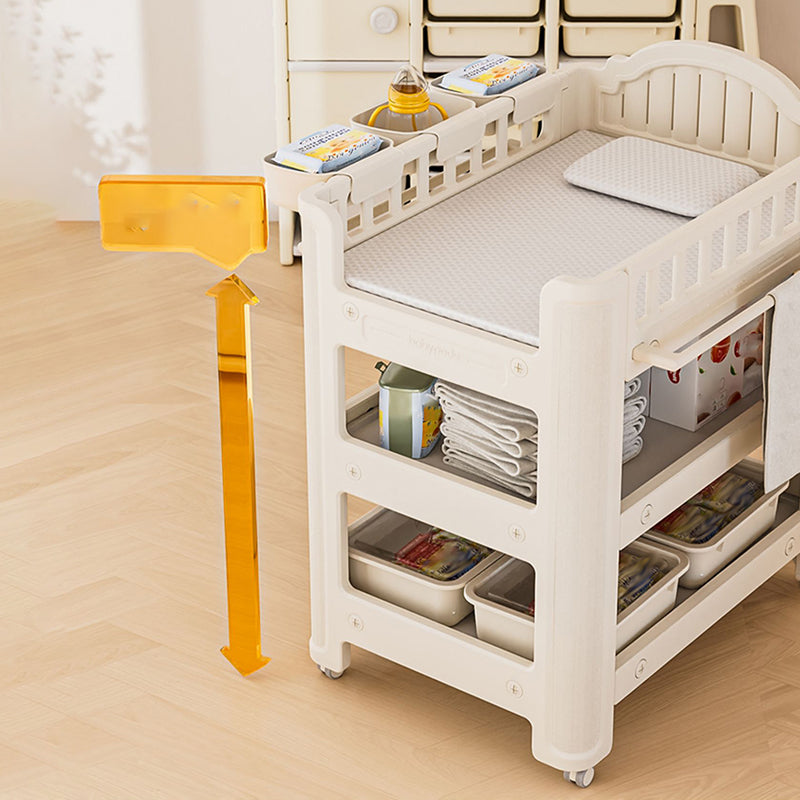 Arch Top White Baby Changing Table with Shelf, Changing Table with Storage