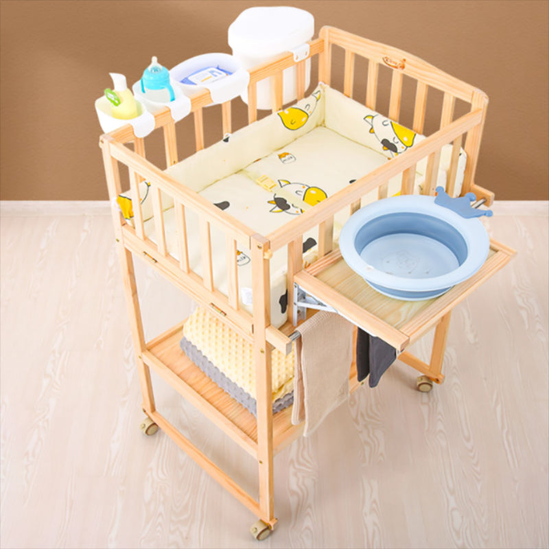 Home Changing Table Wooden Baby Changing Table with Safety Rails