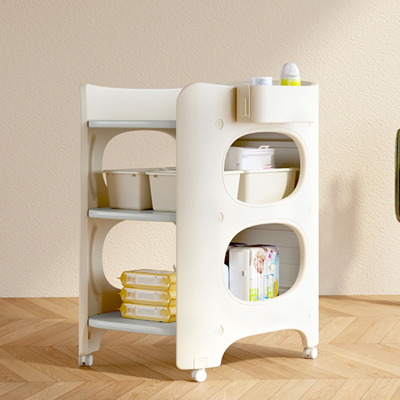 Modern Plastic Baby Changing Table Arch Top Changing Table With Safety Rails