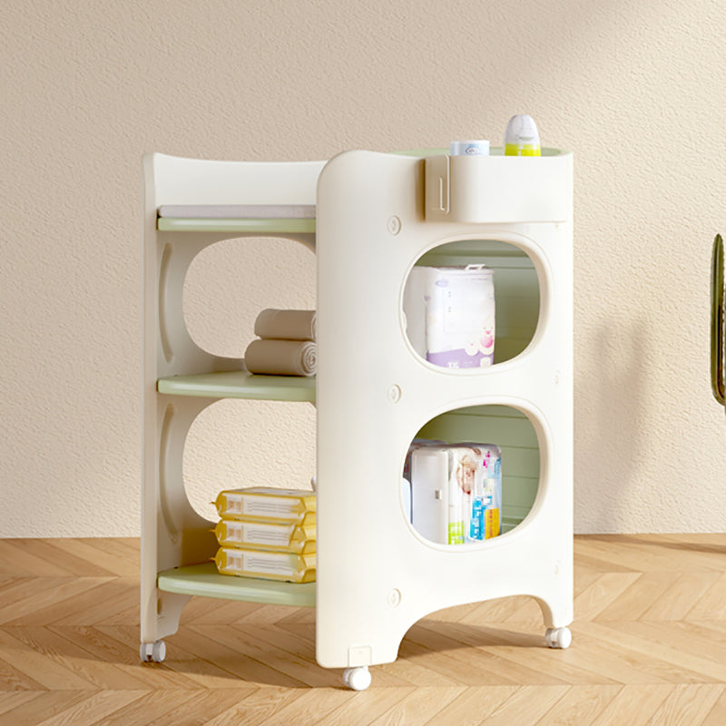 Modern Plastic Baby Changing Table Arch Top Changing Table With Safety Rails