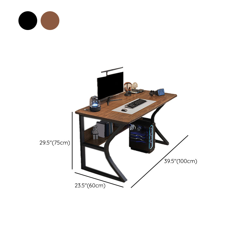 Industrial Gaming Desk Antique Finish Wood Computer Desk with Metal Legs