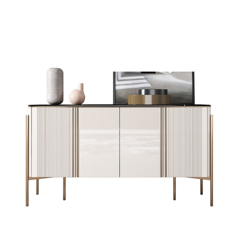 Glam Style Dining Server Stone Sideboard Table with Cabinets