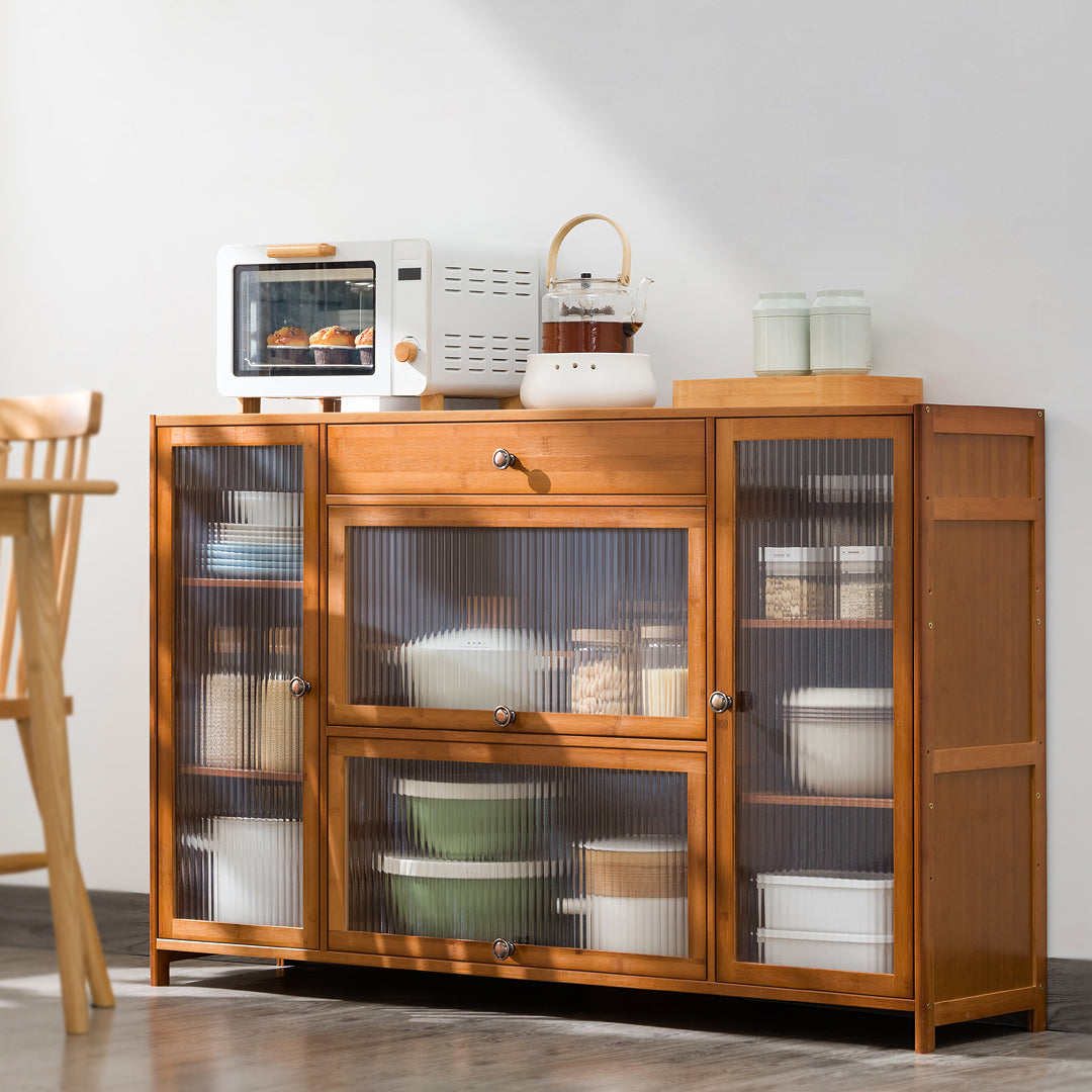 Brown Bamboo Sideboard Table Contemporary Sideboard Cabinet with Drawer