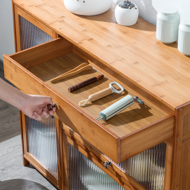 Brown Bamboo Sideboard Table Contemporary Sideboard Cabinet with Drawer